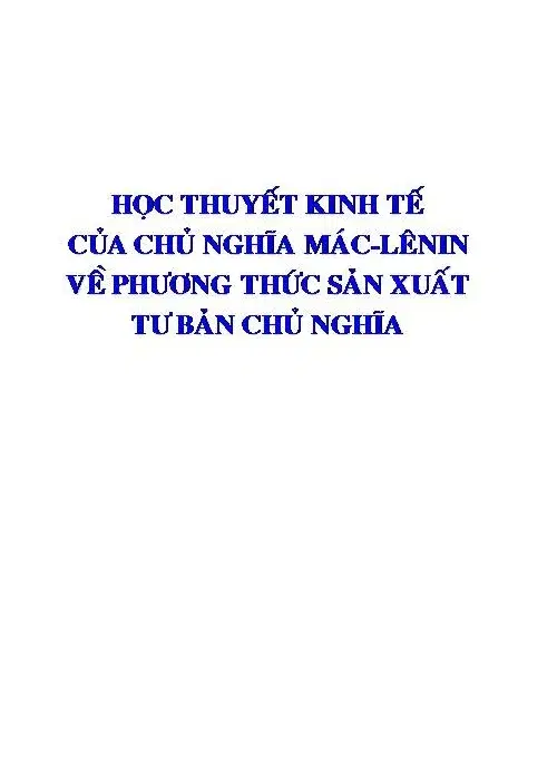 Học thuyết kinh tế của chủ nghĩa Mac - Lê nin